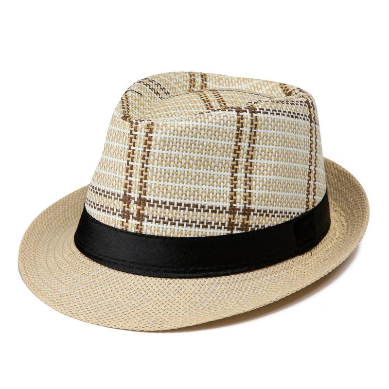 Summer Men's Hat Jazz Hat Shade Men's Straw Hat Sunscreen Cool Hat Beach Hat British Top Hat
