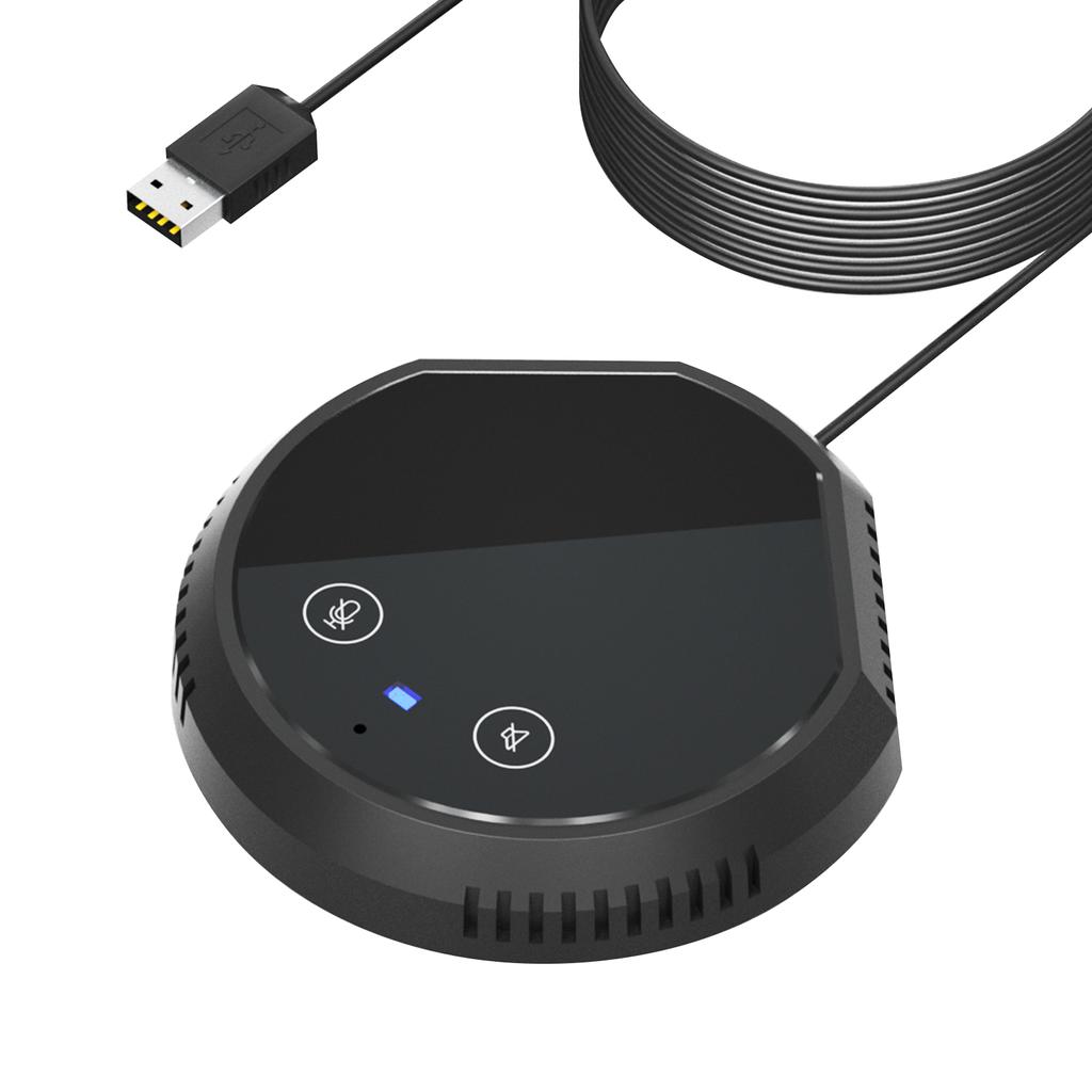 Desktop USB Conference Speakerphone Microphone 360° Omnidirectional Condenser Plug Play PC Computer Mic Support BT Speaker Touch Sensor Buttons Mut