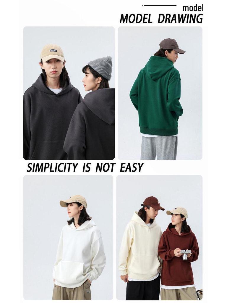 Худи флисовое с приспущенным плечом 500 г с карманами – Толстовка толстая, свободного кроя для пар