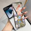 Летний Цветочный Модный Металлический Коннектор Чехол для Телефона для Samsung Galaxy Z Flip3 Flip4 Flip5 Flip6 Flip7 Конфетный Цвет Мягкий ТПУ Чехол