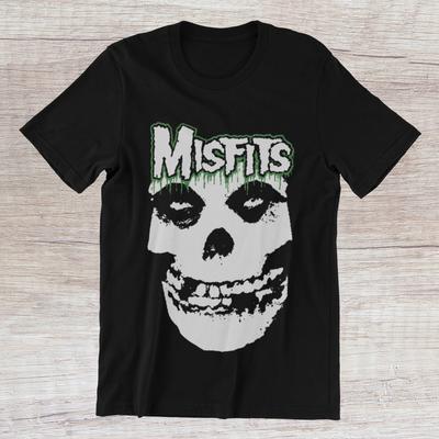 MISFITS Логотип Череп Американская Хоррор Панк-Рок Группа на Хлопковой Футболке Пряденой Хлопковой Унисекс Футболка
