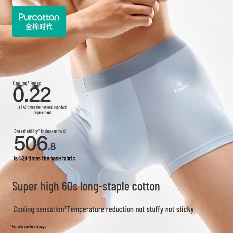 PurCotton Мужские боксеры-брифы из чистого хлопка с охлаждающим эффектом