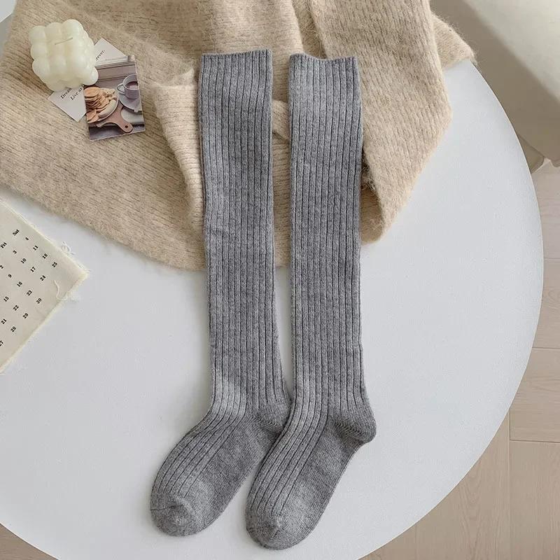 Чулки женские осенне-зимние толстые теплые гольфы женские чулки шерстяные кашемировые термо женские однотонные длинные носки чулки