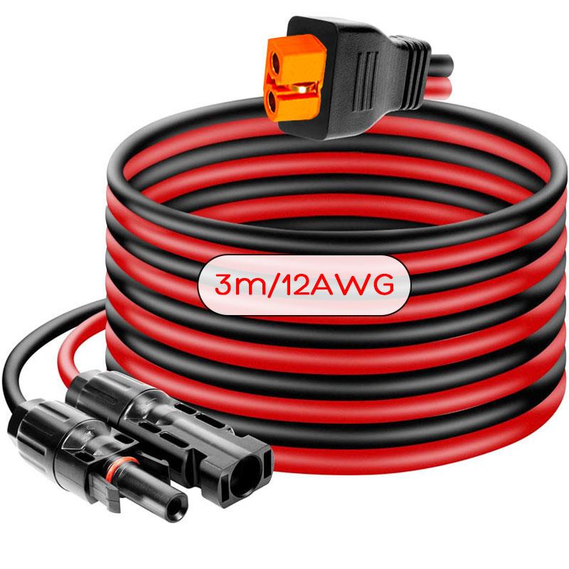 Кабель 3м/12AWG 2м/14AWG от солнечной панели к XT60i-F для ALLPOWERS Ecoflow Anker SOLIX Bluetti FOSSiBOT OUKITEL И т.д.. Электростанции.