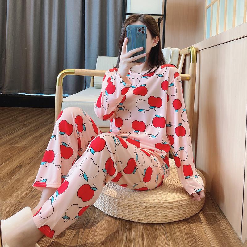Women's Cute Cartoon Pajama Set - Long-Sleeve Top & Trousers