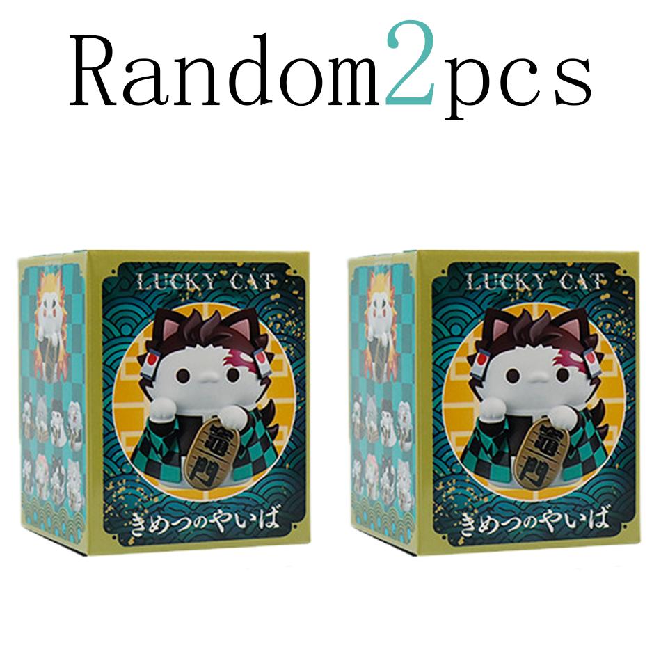 1-8PCS Anime Figure Demon Slayer Figures Doll Lucky Cat Series Blind Box Mini Figurine Warrior Action Figure Model Toy Gifts