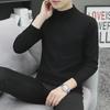 Men's Black Slim Fit Mid-Neck Knitted Sweater - Half Turtleneck for Autumn/Winter