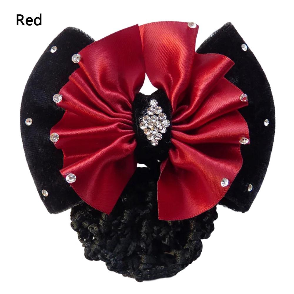 1Pcs Satin Bow Net Bun Hair Cover Bowknot Elastic Hairnet Nurse Stewardess Bun Snood for Women
