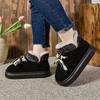 Fashion Snow Boots Women 2024 Winter New Bow Wrap with Cotton Shoes Warm Plus Fleece Flat Woolen Cotton Shoes