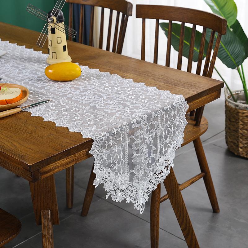 Table Runner White Embroidered Korean Table Flag Lace Simple Table Juppe Flower Pastoral Table Cover Wedding Table Decoration