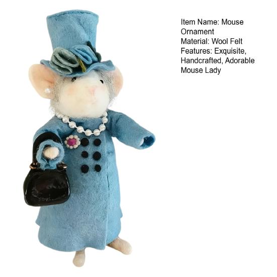 Рождественская фетровая мышь Милая фетровая мышь Фигурка Леди Мышь Игрушка из валяной шерсти
