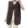Spring and Autumn Women's Pocket Vest Coat Sleeveless Winter Jacket Plain Fleece Outerwear with Buttons