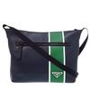 Used AUTHENTIC Navy Green Leather Shoulder Bag
