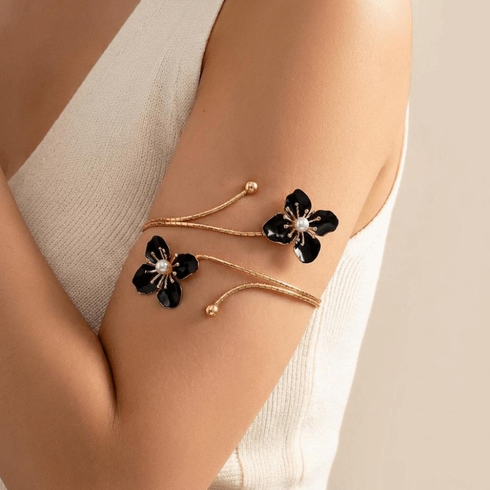 Bohemian Open Arm Bangle Drip Oil Armband Exquisite Flower Bracelet Hand Jewelry