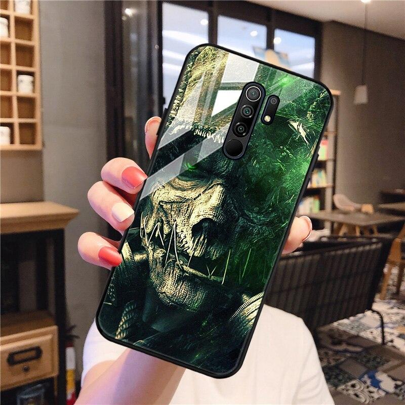 Redmi 9 Case Skull Skeleton Glass Case For Xiaomi Redmi 9 C 9C NFC 9A 8A 8 7A 7 Mi 9T Pro 9 Lite 8 SE Tempered Glass Hard Cover