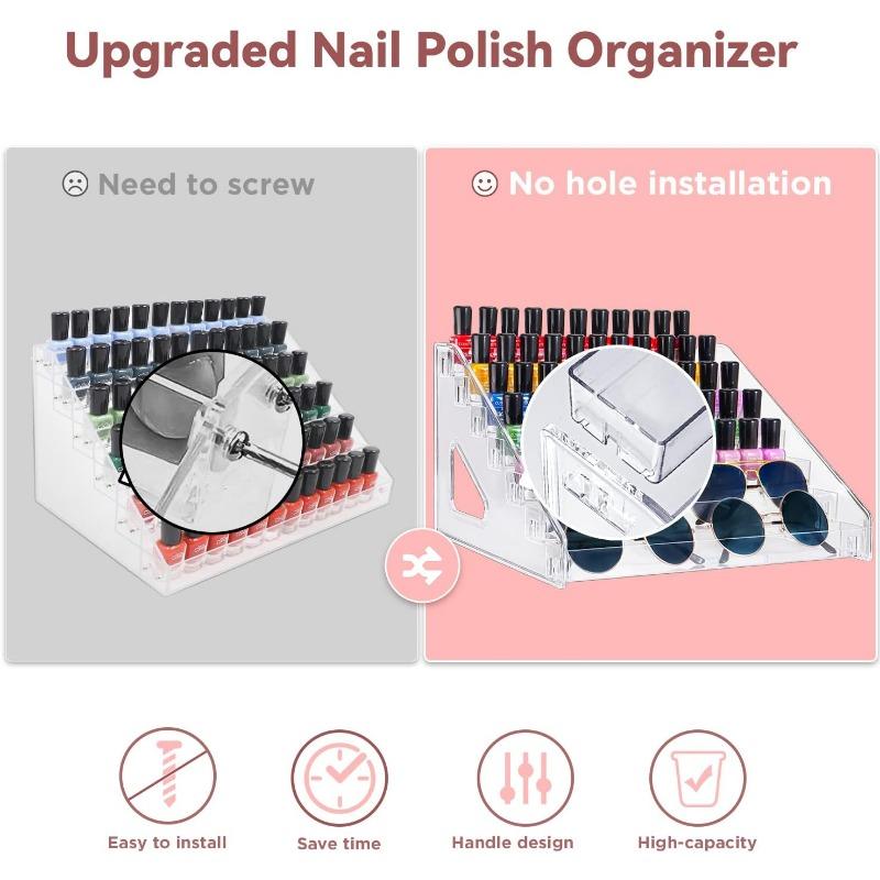 1 Set Nail Polish Organizer 72 Bottles of Multilayer Acrylic Display Rack Storage Rack, Clear Essential Oil Stand Holder, Sunglasses