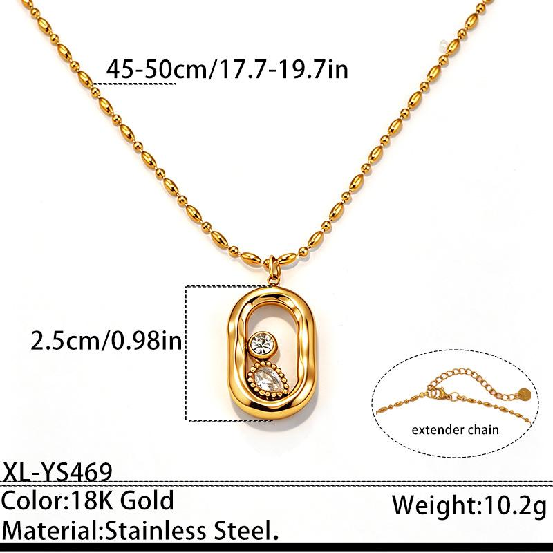 Hollow Zircon Necklace & Earring Set Luxury Diamond Inlaid Gold Plated Stainless Steel Jewelry Tarnish Resistant