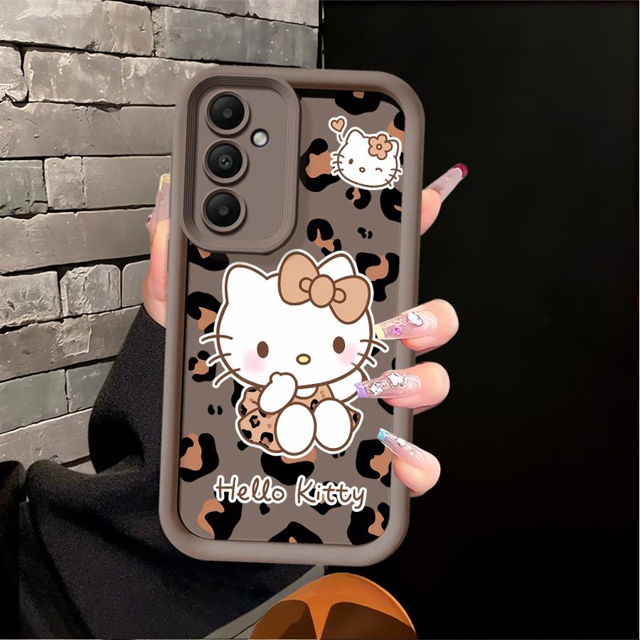 Чехол Hello Kitty с леопардовым принтом для Samsung Galaxy A06 A15 A14 A11 A13 A30 A12 A07 A04 A17 A16 A50 A05 A20