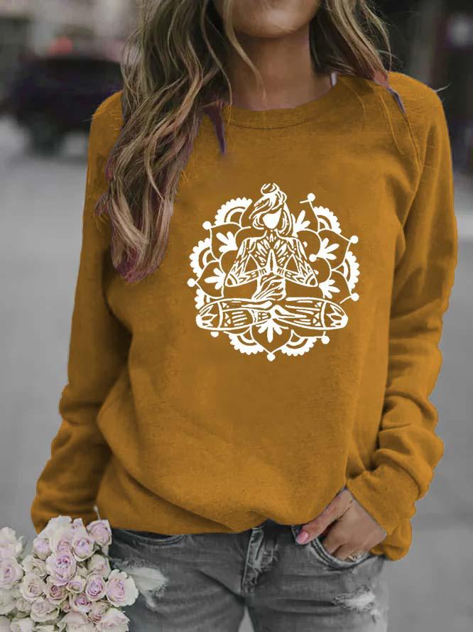 Women's Floral Print Round Neck Hoodie