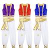 Mythical Cosplay Outfits Arabian Prince Kings Costume Halloween Roleplay Outfit Trim Waistcoat with Belted Pants