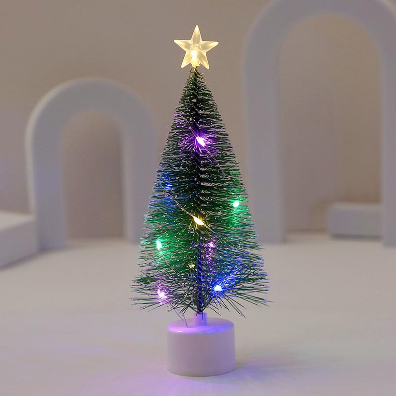 New 5-1PC Mini Christmas Trees with Colorful LED Light Decor Tabletop Crafting DIY Christmas Gift Green Trees Winter Ornaments