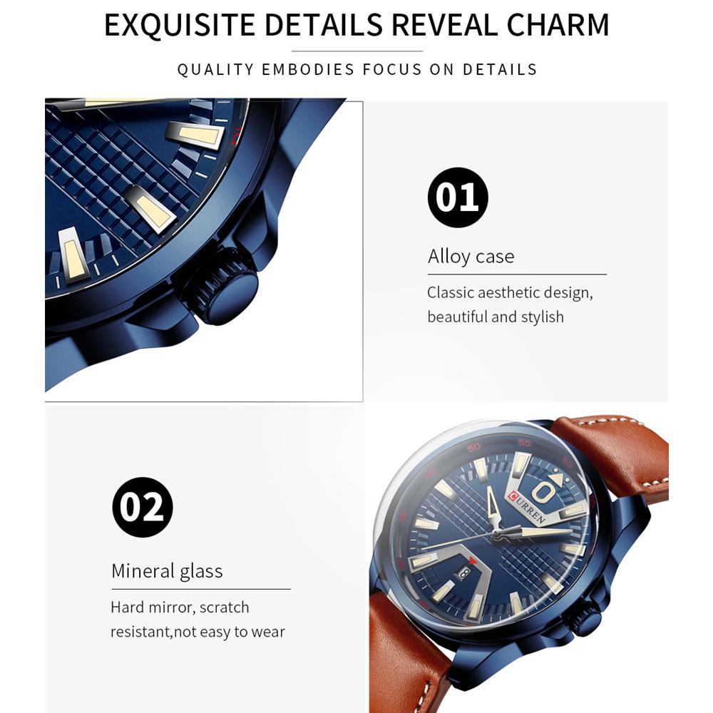 CURREN Креативные часы, мужские модные роскошные часы, бренд CURREN, кожаные кварцевые деловые наручные часы с автоматической датой, Relogio Masculino