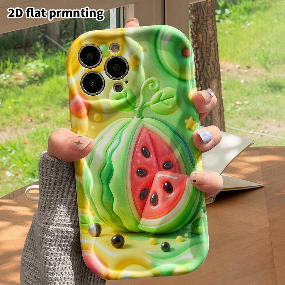 Phone case: 2D flat design, suitable for iPhone 18 17 16 15 14 13 Pro protective case, big watermelon ornament, perfect Christmas and Halloween holida