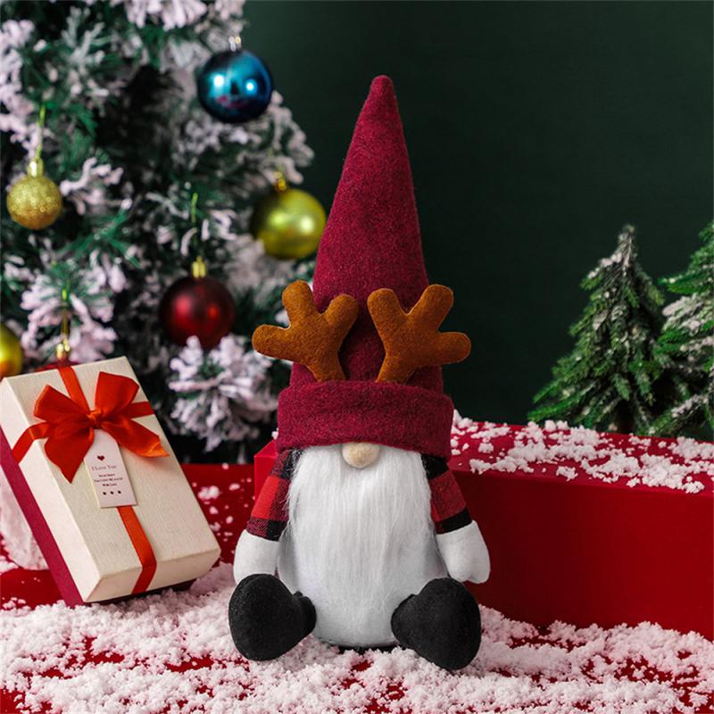 1 шт. Рождественские украшения, принадлежности, тканевая шляпа с блестками, сидящая поза, безликая кукла, кукла Рудольф, гном, украшение, рождественский подарок