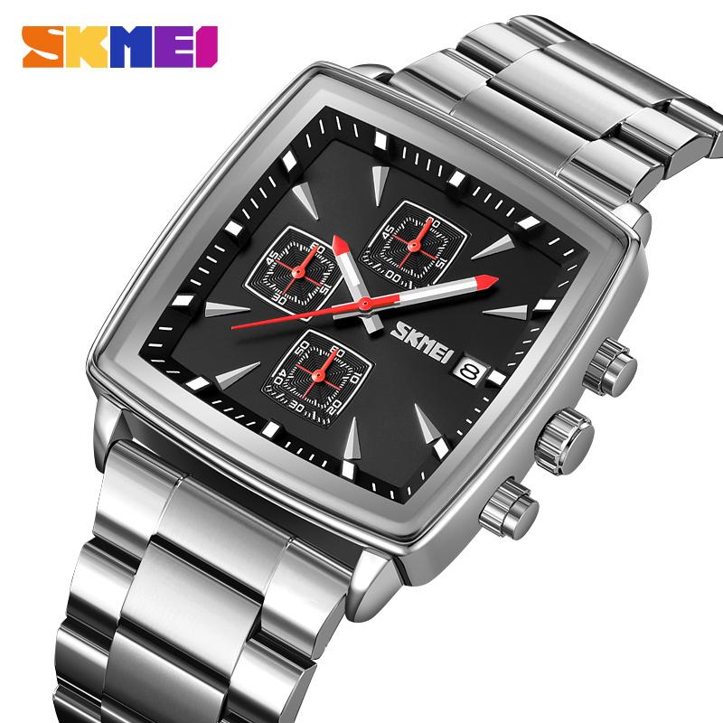 Новые кварцевые часы мужские прямоугольные наручные часы мужские роскошные деловые часы с хронографом Relogio Masculinoes