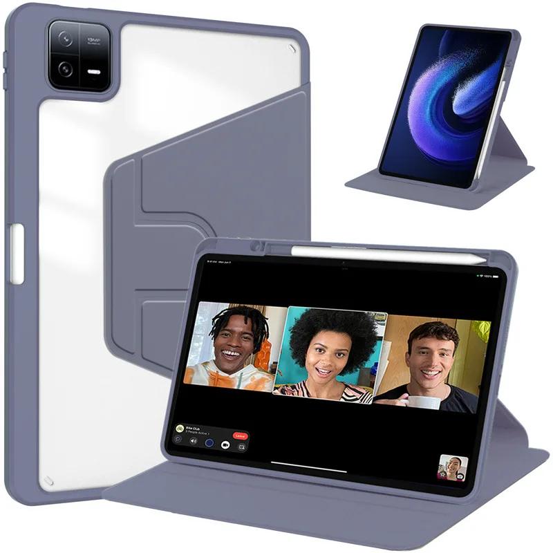 Чехол-подставка с вращением для Xiaomi Mi Pad 8 7 6 5 Pro для Redmi Pad2 SE 11 12.1 Дюймов Планшетный Чехол Прозрачная Акриловая Крышка
