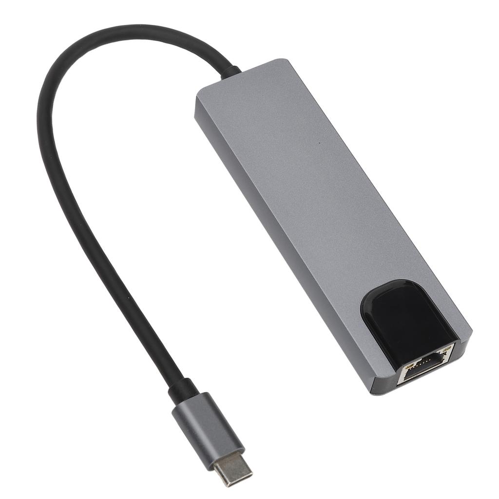 5 in 1 Type C Hub Aluminium Alloy Silver Gray High Speed USB C Dock Multiport Adapter for Type C Device