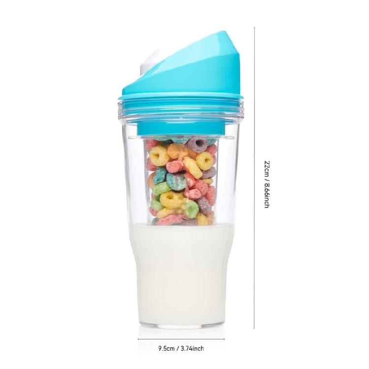 Большая портативная чашка для хлопьев, позволяющая есть хлопья на ходу. Не требует столовых приборов. Многоразовый пластик.