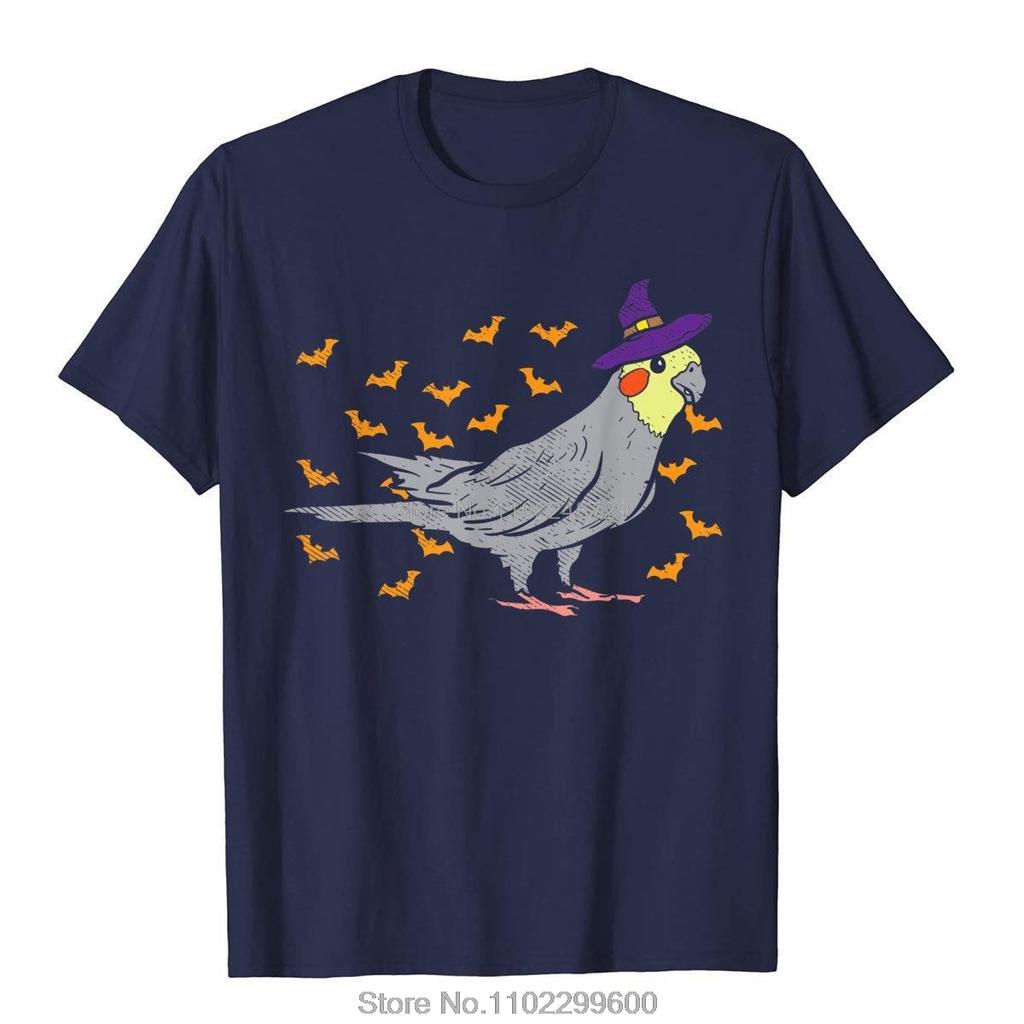 Cockatiel Bird Witch Hat Halloween Tshirt Animal Lover Gift Clothes On Sale Unisex T Shirt Anime Tops Cotton Tees Streetwear