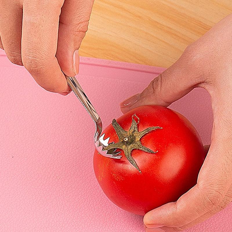 Инструмент для удаления сердцевины томатов Инструмент для удаления сердцевины клубники из нержавеющей стали Портативный инструмент для удаления верхушек томатов Удалитель стеблей томатов Эргономичный