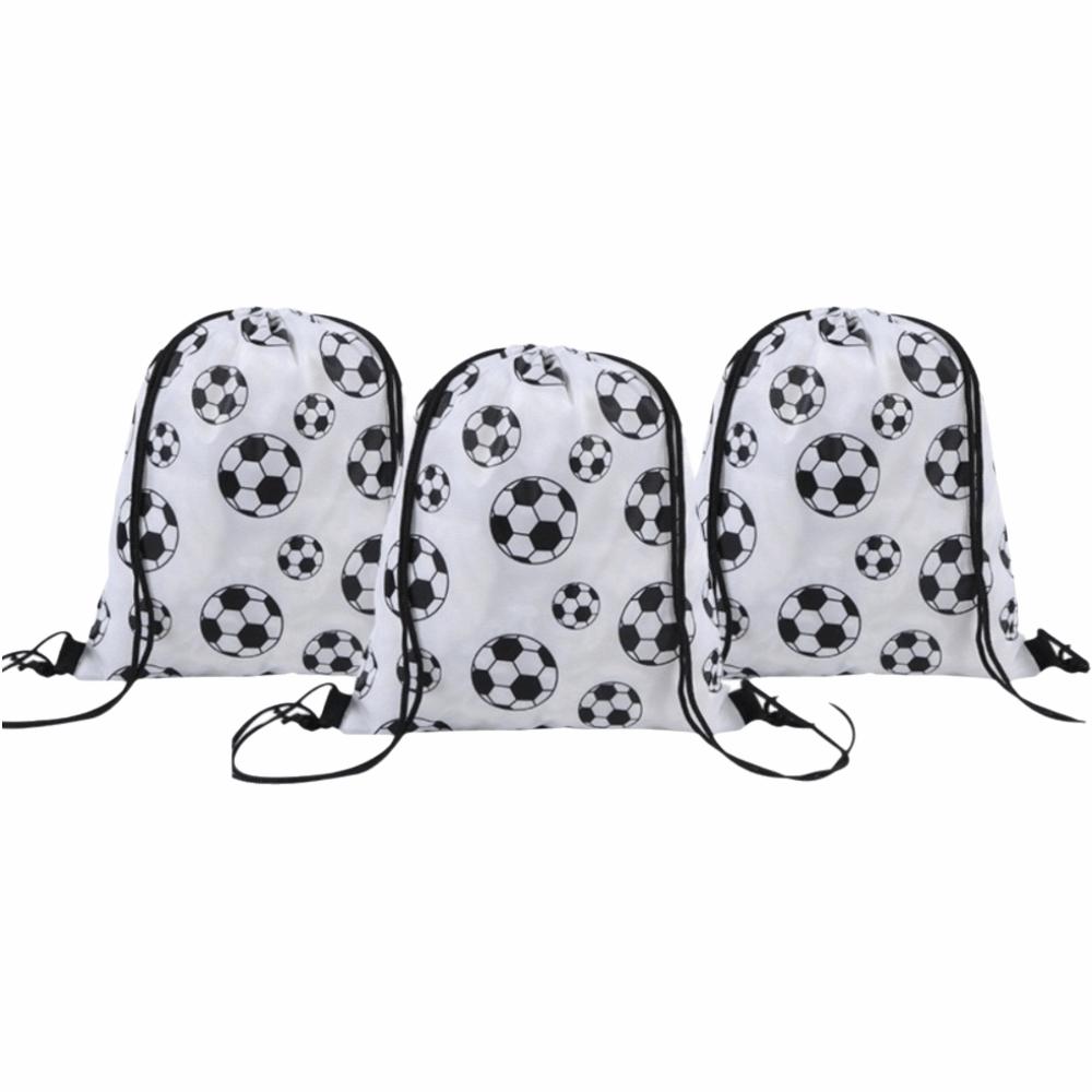 3pcs/set Polyester Material Football Sports Bag Digital Full-Print Backpack Storage Bag Drawstring Closure Sports Event Bag