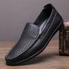 2025 Мужские черные туфли из перфорированной кожи Бренд Летние из натуральной кожи Мужские лоферы Мокасины Дышащие Слипоны для вождения