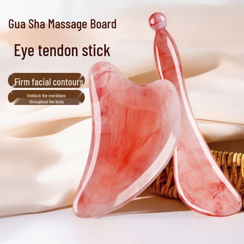 Треугольная доска гуа ша из смолы в форме сердца - Меридианная палочка для скребка для лица для красоты и массажа подбородка.