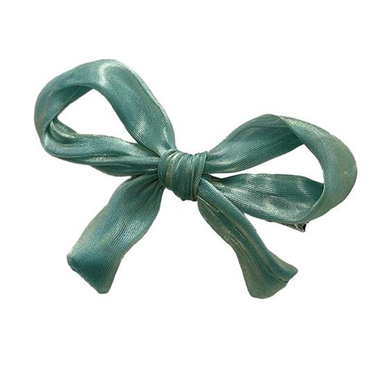 Girl Hairpin Pearlescent Luster Bowknot Decor Non-Slip Design Bangs Side Half-Tied Hair Clip Hair Accessories