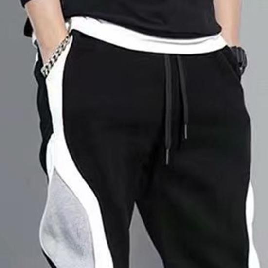 Большие размеры мужские спортивные брюки контрастного цвета с резинкой на щиколотке, свободные брюки с завязками на резинке и карманом для ежедневных упражнений