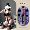 Sexy lingerie sexy pussy girl burst tits seduction three-point one-piece hollow backless plush uniform suit