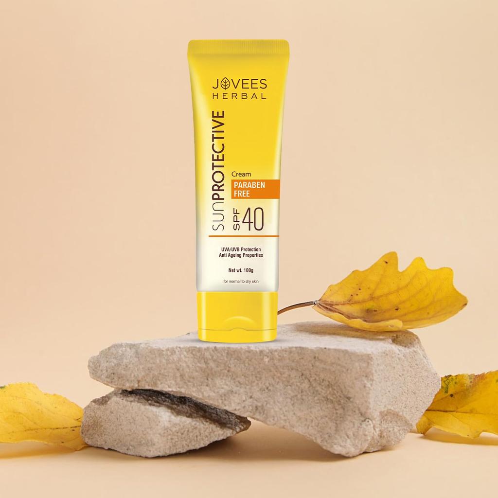 Jovees Травяной солнцезащитный крем SPF 40 Легкий Быстро впитывающий Без масел 100 г для нормальной сухой кожи