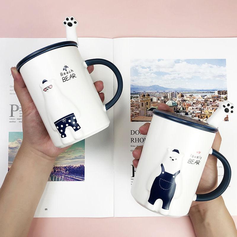 Креативная рельефная кружка, чашка с белым медведем, персонализированная керамическая чашка, кофейная чашка, чашка для молока, чашка для воды, набор для питья