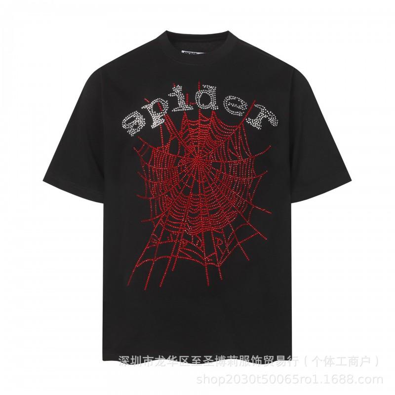 Sp5der 3D Puff Print Graphic Tee Men Loose Fit Cotton Short Sleeve T-Shirt Casual Wear