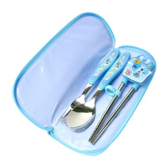 Leburn Domestic Sweet and Sour Catch Tiniping Полный набор ложка + вилка + палочки для еды с исправленной формой, популярный персонаж в Корее