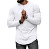 Autumn Winter Men's Long Sleeved Casual Round Neck Solid Color Top Base T-shirt
