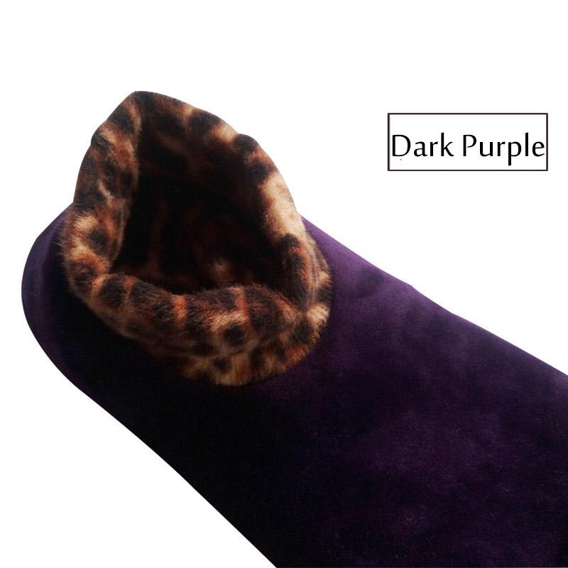 Зимние коралловые бархатные противоскользящие бахилы с леопардовым принтом, домашние теплые эластичные носки-тахо