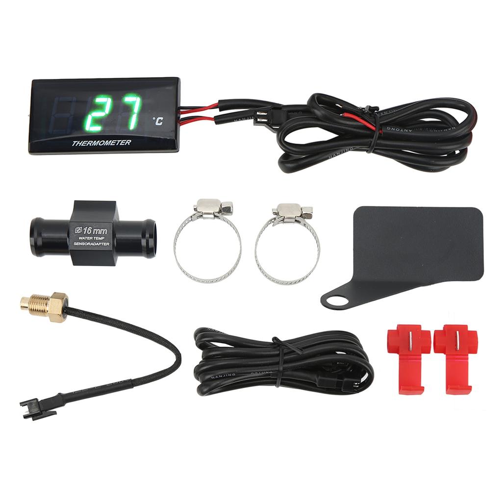 Motorcycle 12V LCD Screen Slim Water Temperature Gauge With 16mm Tee for Motorbike