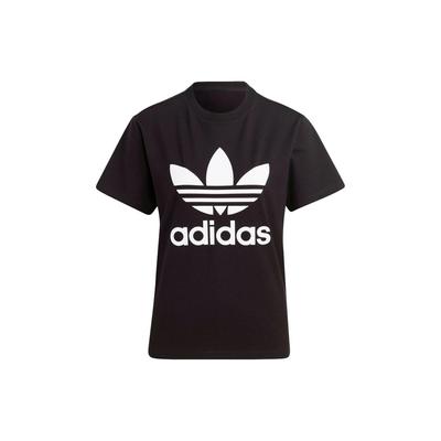 adidas Originals Трилистник с логотипом и круглым вырезом, футболка с короткими рукавами, женские топы, черный IB7421
