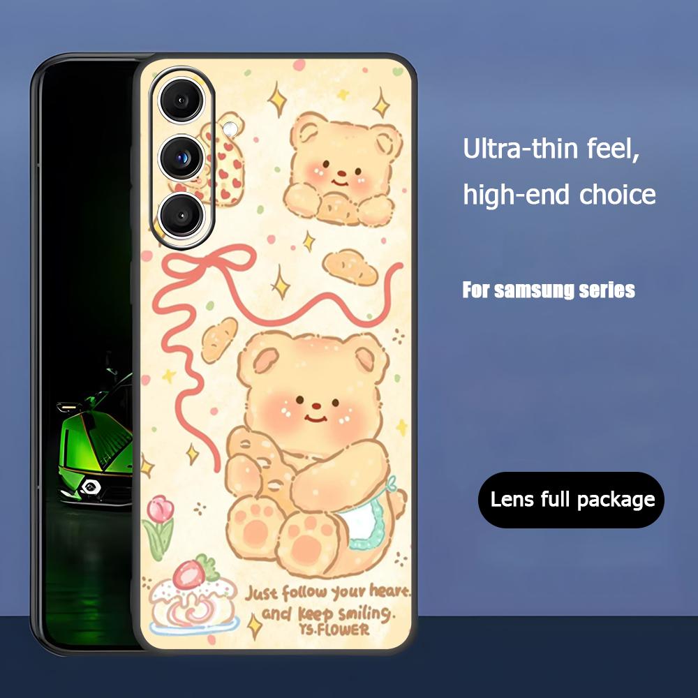 Brand B-Butter Bear Cartoon Phone Case For Samsung Galaxy S26 S25 S24 S23 S22 S21 Plus Ultra Note20 Soft Black