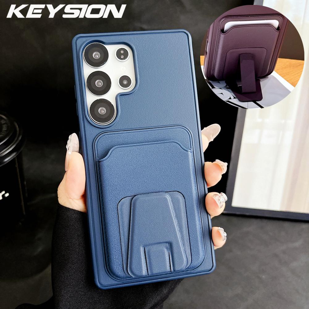 KEYSION Чехол-кошелек с держателем для карт для Samsung Galaxy S23 S24 S25 Ultra 5G S23+ S25 FE, с вертикальной подставкой, ударопрочный